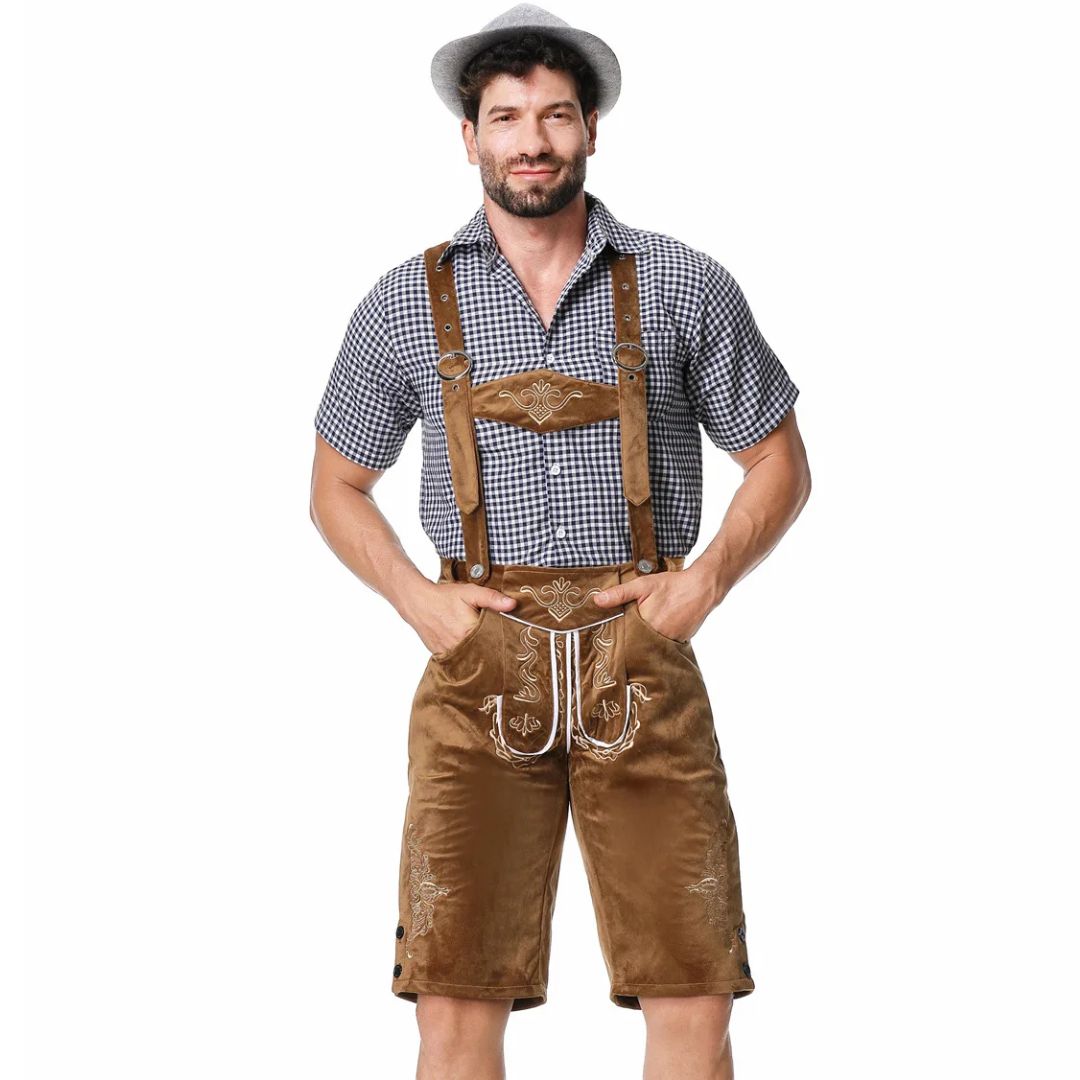 Lederhose Herren - Leder Traditionell Bayerisch Braun Oktoberfest-Chaps Herrenmode
