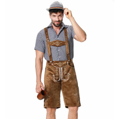 Lederhose Herren - Leder Traditionell Bayerisch Braun Oktoberfest-Chaps Herrenmode