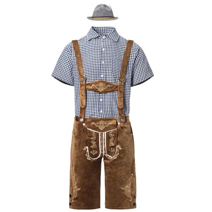 Lederhose Herren - Leder Traditionell Bayerisch Braun Oktoberfest-Chaps Herrenmode