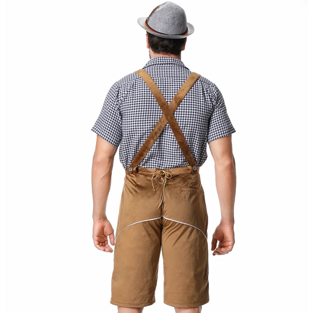 Lederhose Herren - Leder Traditionell Bayerisch Braun Oktoberfest-Chaps Herrenmode