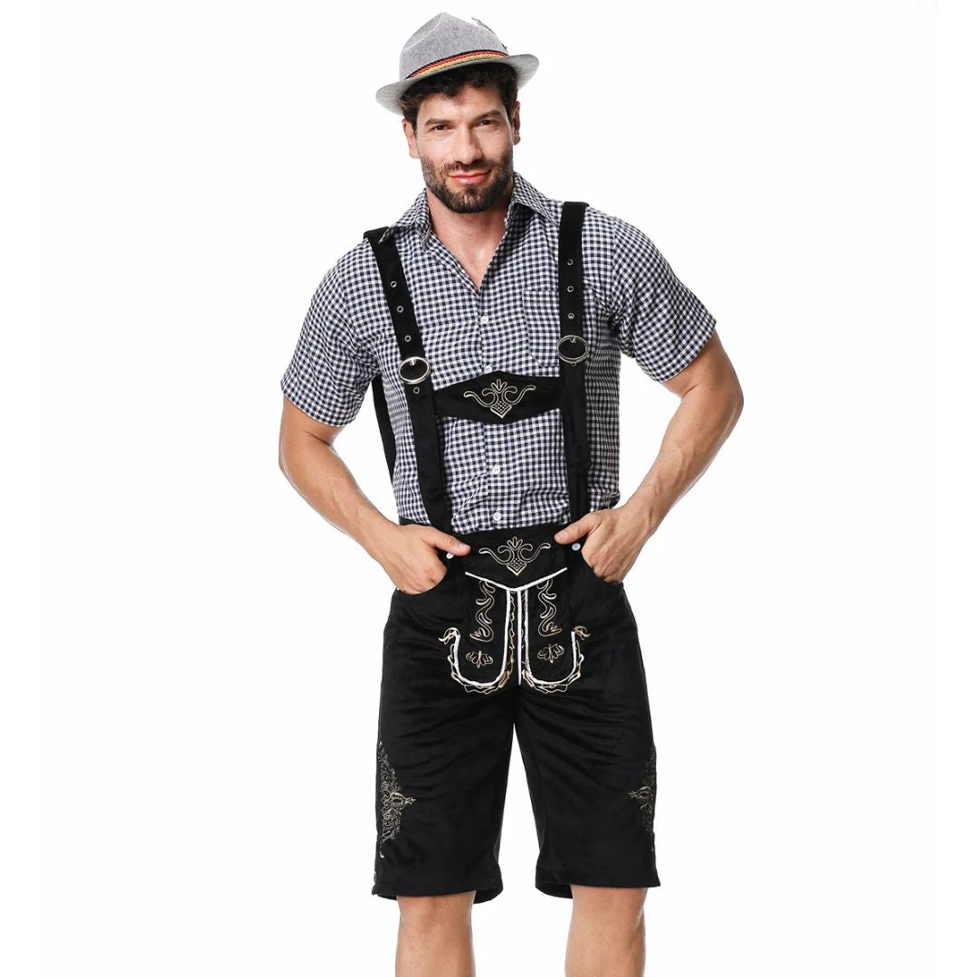 Lederhose Herren - Leder Traditionell Bayerisch Braun Oktoberfest-Chaps Herrenmode