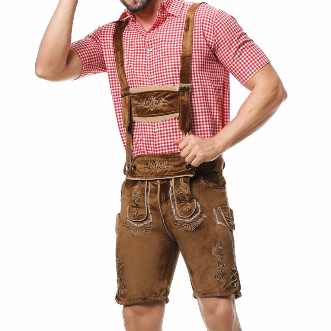 Lederhose Herren - Leder Traditionell Bayerisch Schwarz Oktoberfest-Braun-M-Chaps Herrenmode