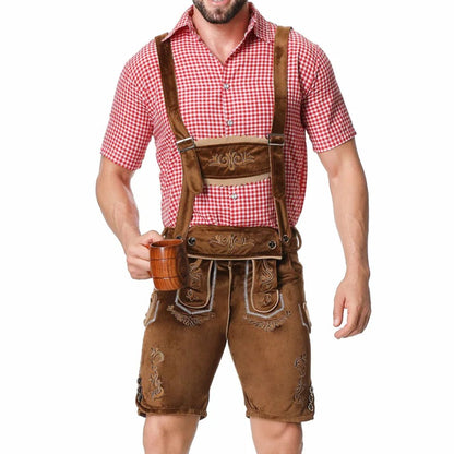 Lederhose Herren - Leder Traditionell Bayerisch Schwarz Oktoberfest-Chaps Herrenmode
