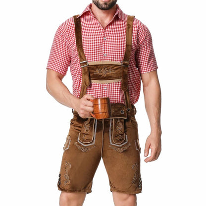 Lederhose Herren - Leder Traditionell Bayerisch Schwarz Oktoberfest-Chaps Herrenmode