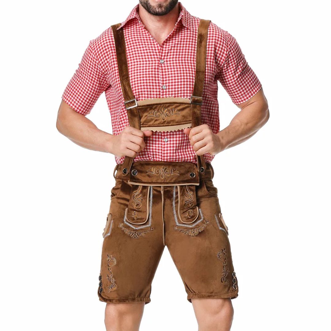 Lederhose Herren - Leder Traditionell Bayerisch Schwarz Oktoberfest-Chaps Herrenmode