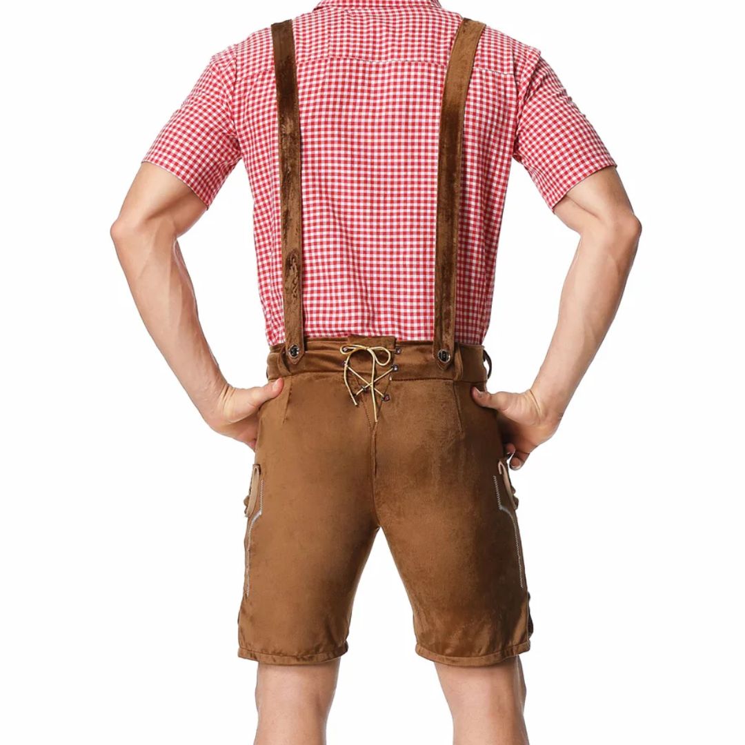 Lederhose Herren - Leder Traditionell Bayerisch Schwarz Oktoberfest-Chaps Herrenmode
