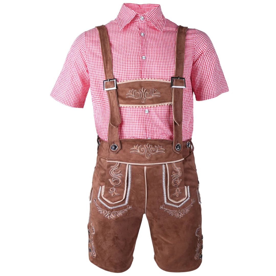 Lederhose Herren - Leder Traditionell Bayerisch Schwarz Oktoberfest-Chaps Herrenmode
