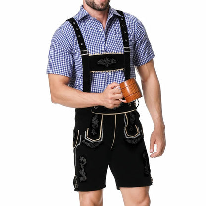 Lederhose Herren - Leder Traditionell Bayerisch Schwarz Oktoberfest-Chaps Herrenmode
