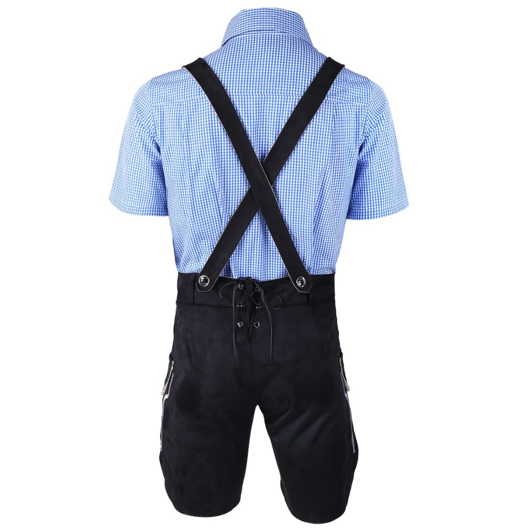 Lederhose Herren - Leder Traditionell Bayerisch Schwarz Oktoberfest-Chaps Herrenmode