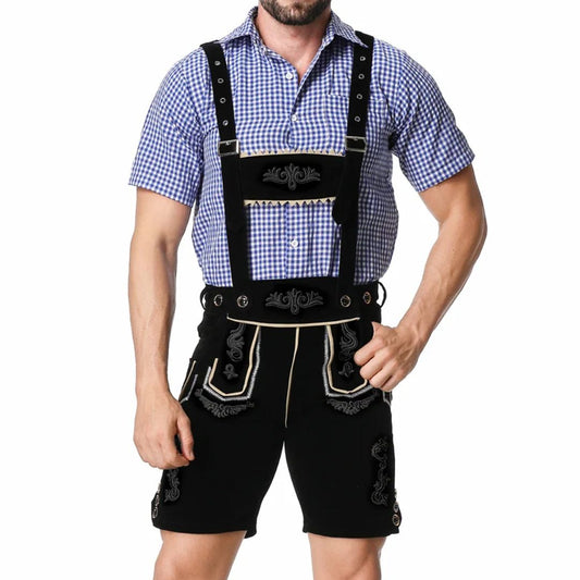 Lederhose Herren - Leder Traditionell Bayerisch Schwarz Oktoberfest-Schwarz-M-Chaps Herrenmode