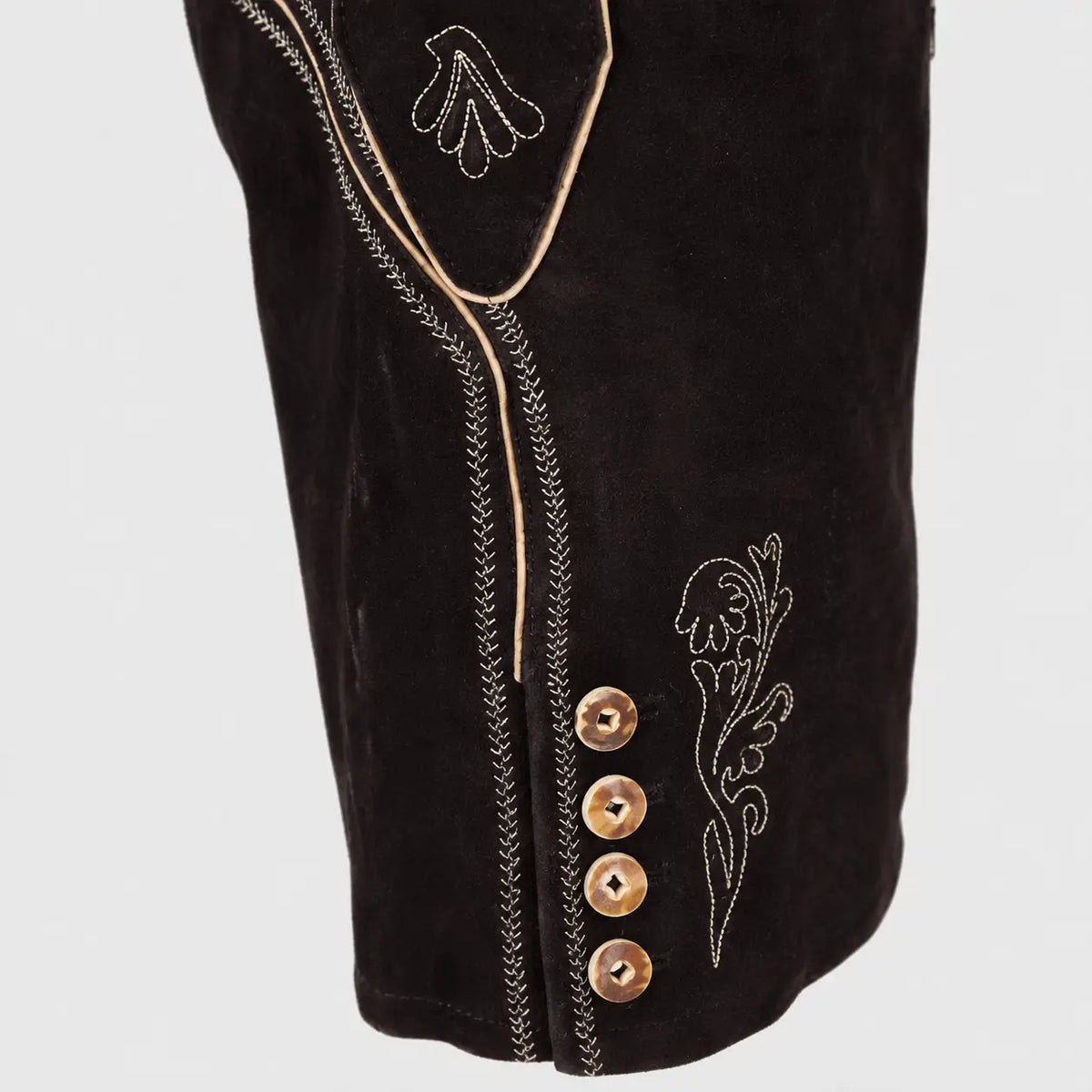 Lederhose Herren - Nubukleder Stickerei Traditionell Schwarz Oktoberfest-Chaps Herrenmode