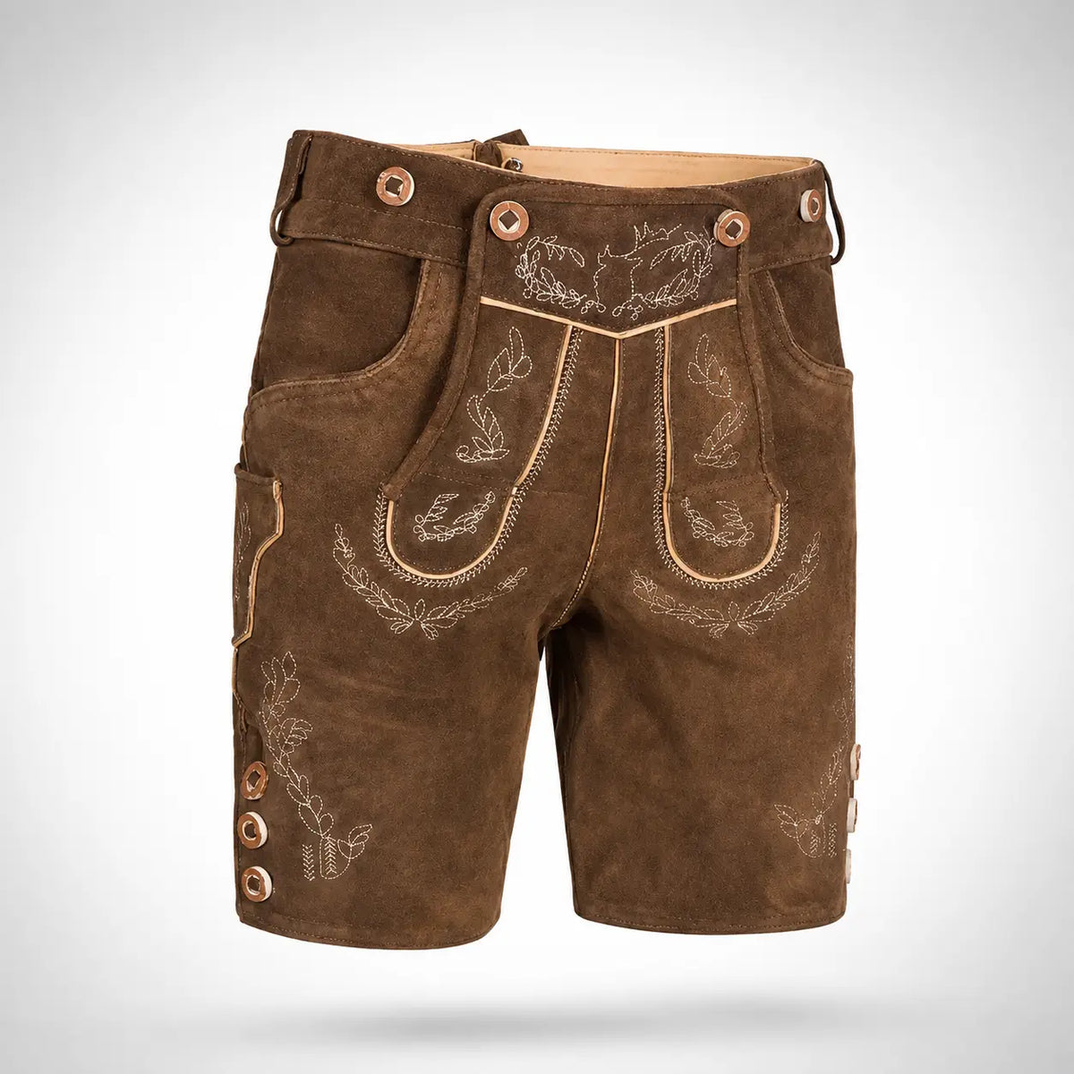Lederhose Herren - Nubukleder Stickerei Traditionell Schwarz Oktoberfest-Chaps Herrenmode
