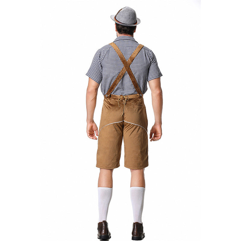 Lederhose Herren - Wildleder Filz Hosenträger Oktoberfest-Chaps Herrenmode
