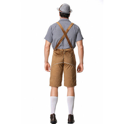 Lederhose Herren - Wildleder Filz Hosenträger Oktoberfest-Chaps Herrenmode