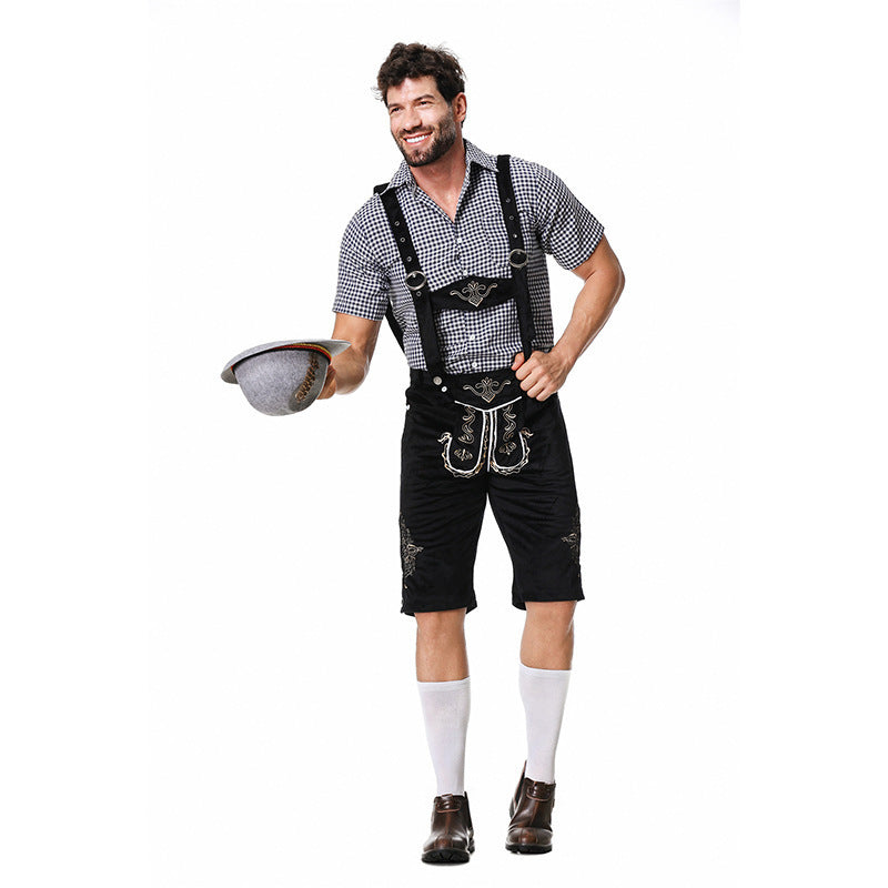 Lederhose Herren - Wildleder Filz Hosenträger Oktoberfest-Chaps Herrenmode