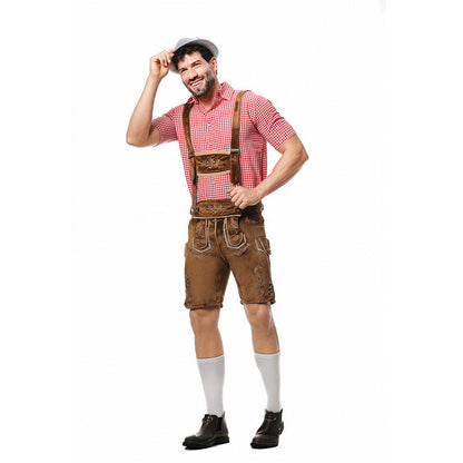 Lederhose Herren - Wildleder Filz Hosenträger Oktoberfest-Chaps Herrenmode