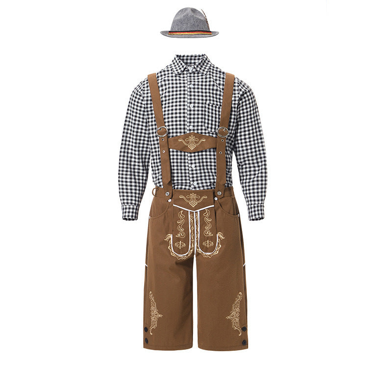 Lederhose Herren - Wildleder Filz Hosenträger Oktoberfest-Chaps Herrenmode