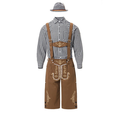 Lederhose Herren - Wildleder Filz Hosenträger Oktoberfest-Chaps Herrenmode