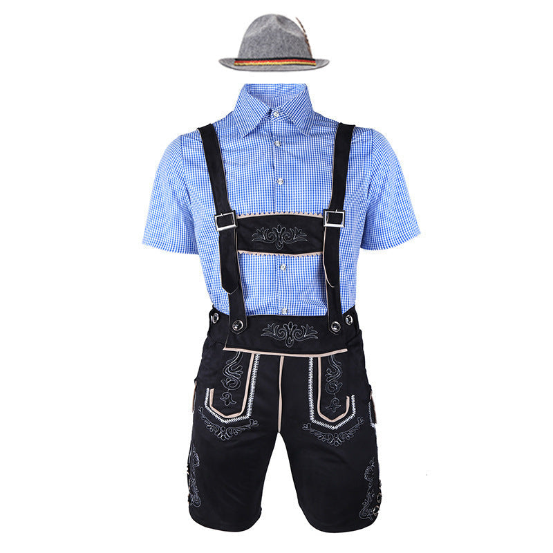 Lederhose Herren - Wildleder Filz Hosenträger Oktoberfest-Chaps Herrenmode