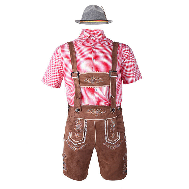 Lederhose Herren - Wildleder Filz Hosenträger Oktoberfest-Chaps Herrenmode