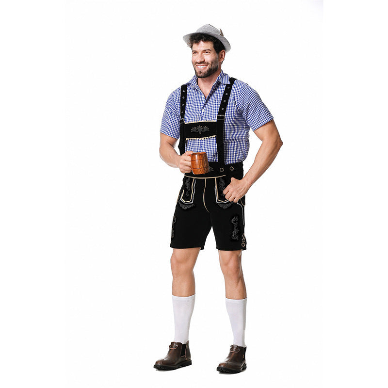 Lederhose Herren - Wildleder Filz Hosenträger Oktoberfest-Chaps Herrenmode