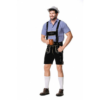 Lederhose Herren - Wildleder Filz Hosenträger Oktoberfest-Chaps Herrenmode
