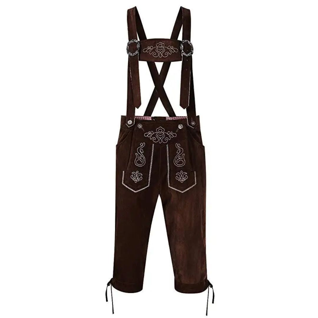 Lederhose Herren - Wildleder Hosenträger Traditionell Braun Oktoberfest-Braun-S-Chaps Herrenmode