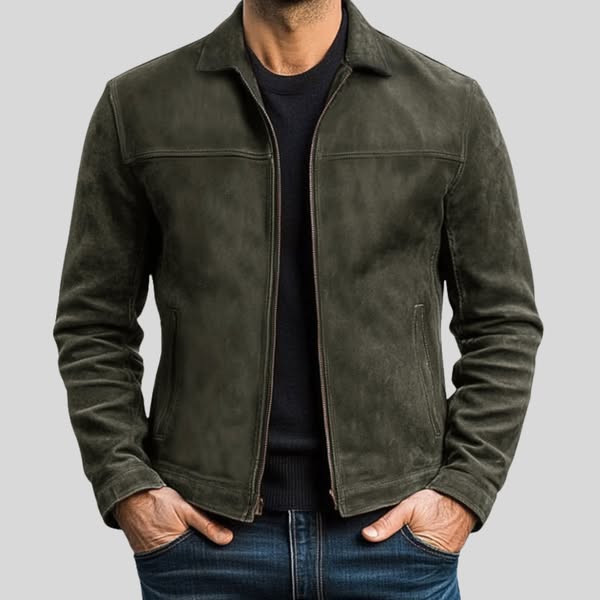 Lederjacke - Klassische schwarze und braune Lederjacke mit Reißverschluss für Männer-Chaps Herrenmode