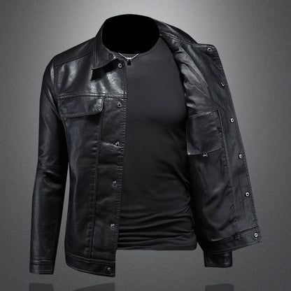 Lederjacke | Kunstleder | Button-Up | Herren Lederjacke | Bikerjacke-Chaps Herrenmode