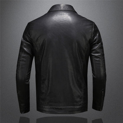 Lederjacke - Schwarz - Veganes Leder - Kunstlederjacke - Herrenjacke-Chaps Herrenmode