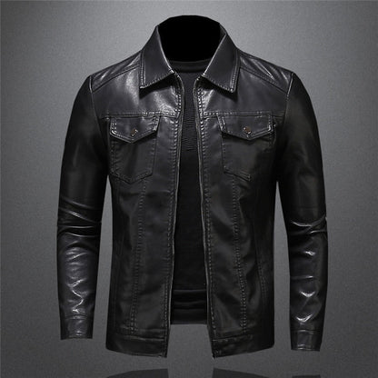 Lederjacke - Schwarze Slim Fit Kunstlederjacke für Männer-XS-Chaps Herrenmode