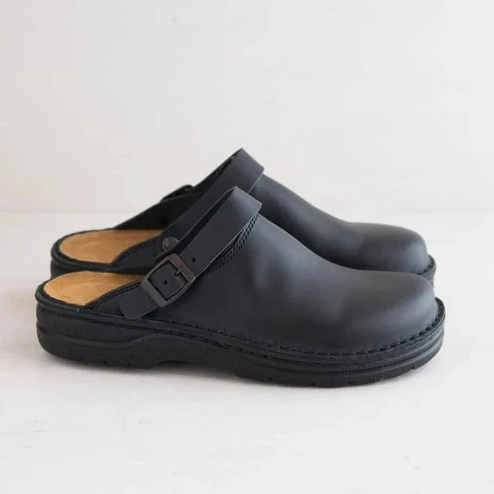 Ledersandalen - Orthopädisch - Ergonomisch - Pantoletten Schuhe - Herrenschuhe-Schwarz-35-Chaps Herrenmode