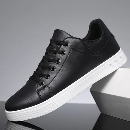 Ledersneakers | Lässig | Schnürsenkel | Trendy Sneakers | Herrensneakers-Schwarz-39-Chaps Herrenmode