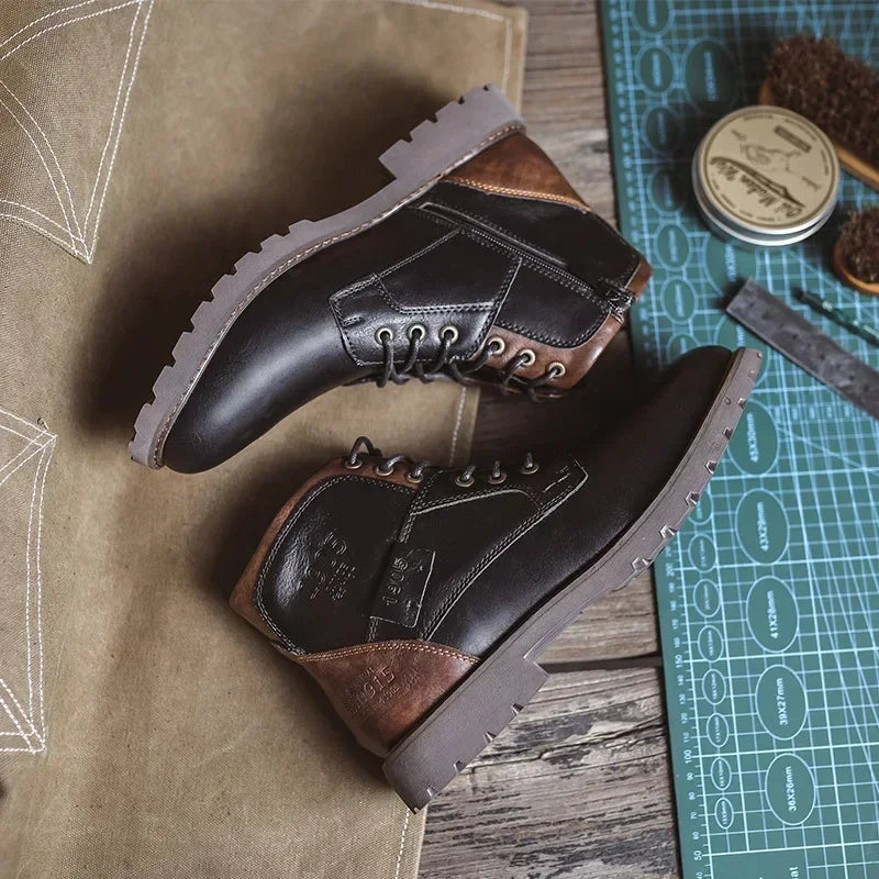 Lederstiefel - Schwarze und braune Schnürstiefeletten für Männer-Chaps Herrenmode