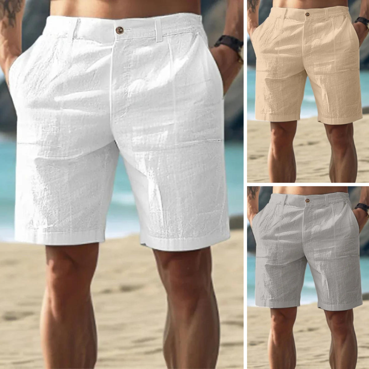 Bermuda-Shorts Herren – Kurze Hose aus Baumwolle und Leinen-Chaps Herrenmode
