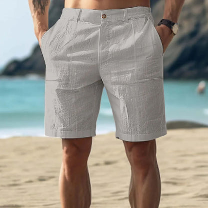 Bermuda-Shorts Herren – Kurze Hose aus Baumwolle und Leinen-Grau-S-Chaps Herrenmode
