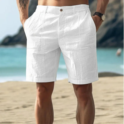 Bermuda-Shorts Herren – Kurze Hose aus Baumwolle und Leinen-Weiß-S-Chaps Herrenmode