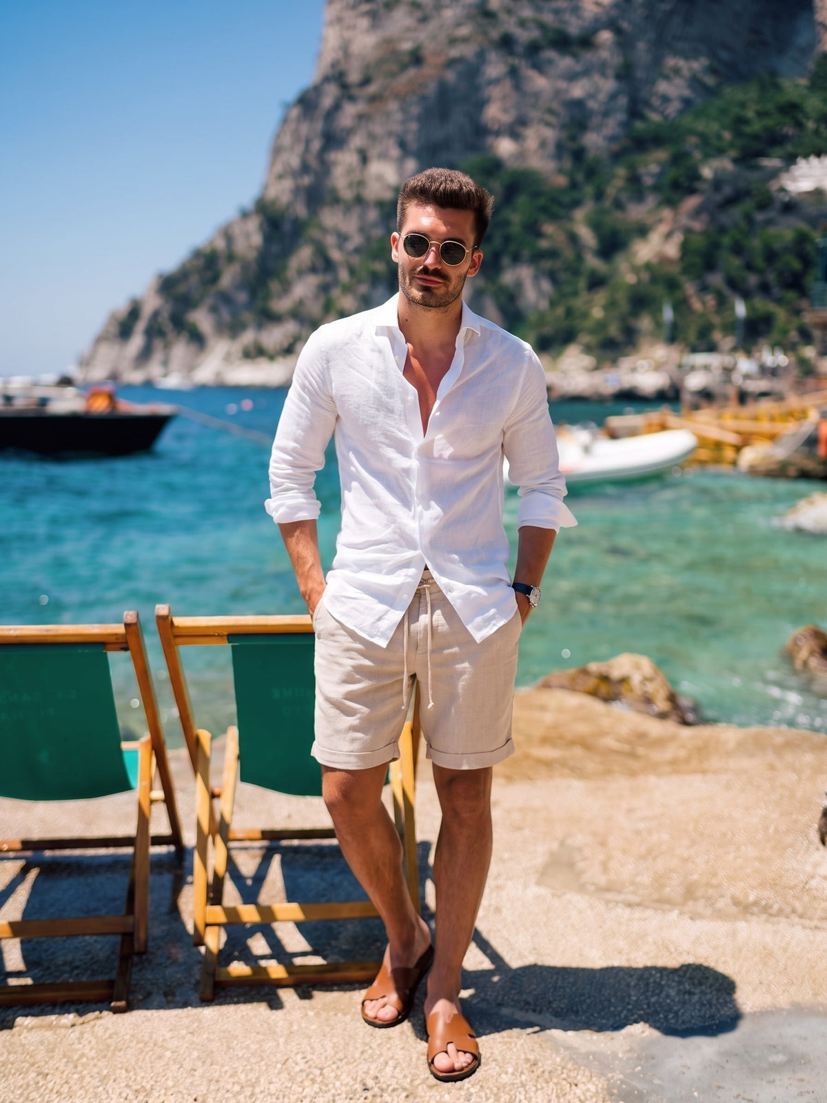 Leinen-Shorts – Leichte Baumwoll-Shorts für Männer für den Sommer-Chaps Herrenmode