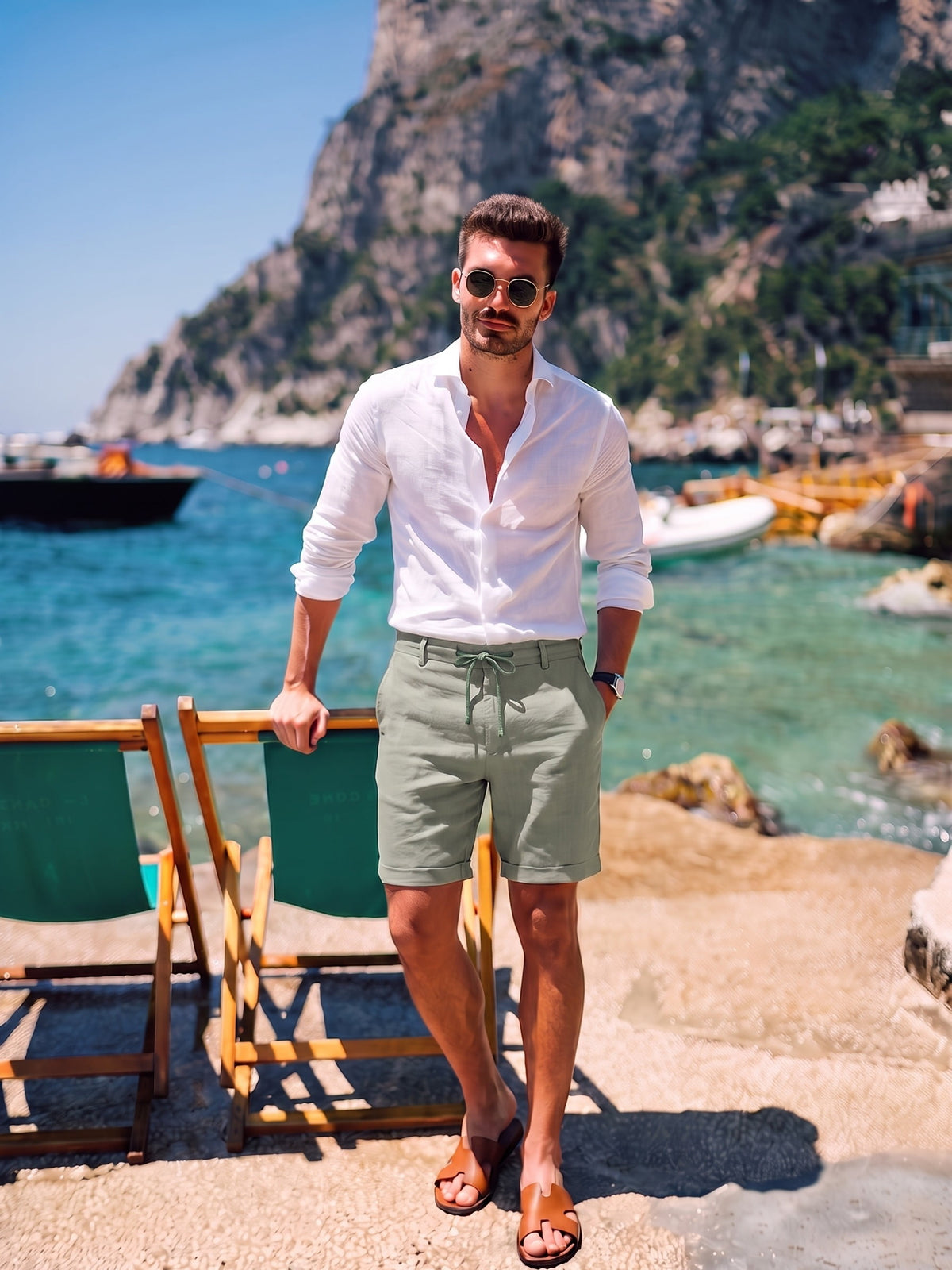 Leinen-Shorts – Leichte Baumwoll-Shorts für Männer für den Sommer-Chaps Herrenmode