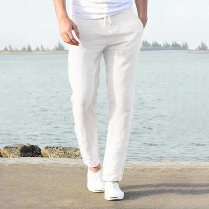 Leinen-Sommer/Frühling-Hosen für Männer-Weiß-S-Chaps Herrenmode