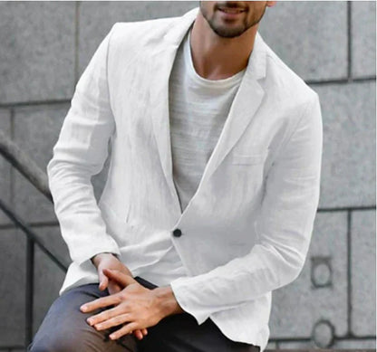 Leinenblazer | Leichtgewicht | Einreihig | Herrenblazer-Weiß-S-Chaps Herrenmode