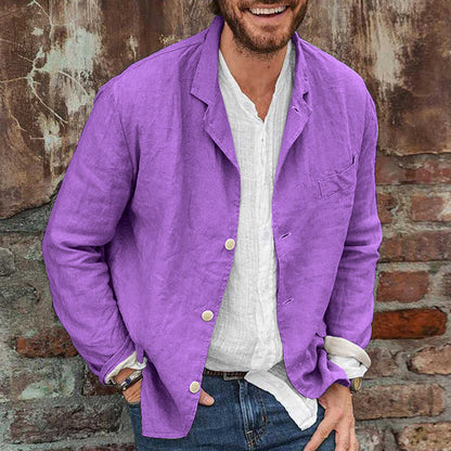 Leinenhemd - Sommer - Leichtgewicht - Leinenblazer - Herrenbekleidung-Lila-S-Chaps Herrenmode
