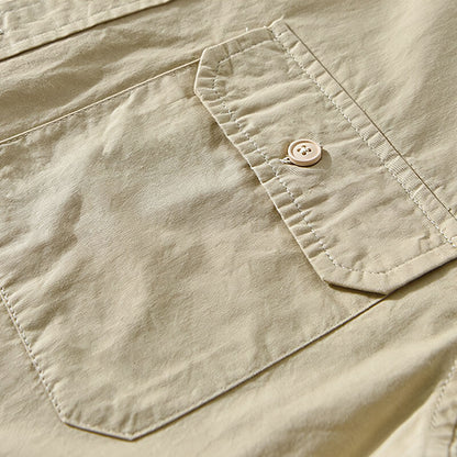 Leinenhemd – lässiges Langarmhemd für Herren mit Knöpfen und Taschen-Chaps Herrenmode
