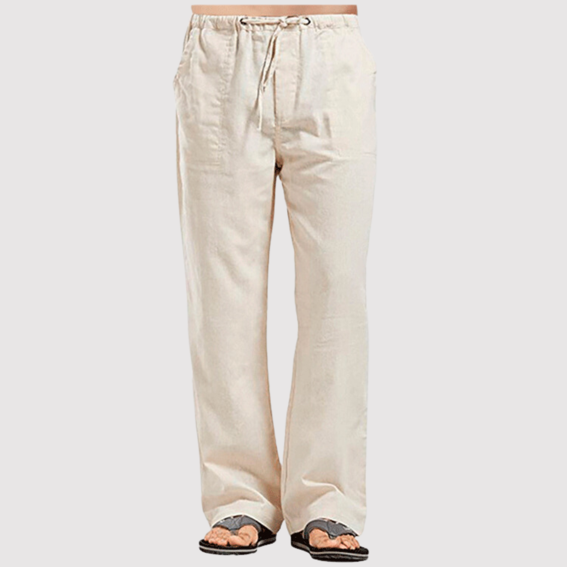 Leinenhose | Drawstring | Baumwolle | Sommerhosen | Leinenbekleidung für Männer-Beige-S-Chaps Herrenmode
