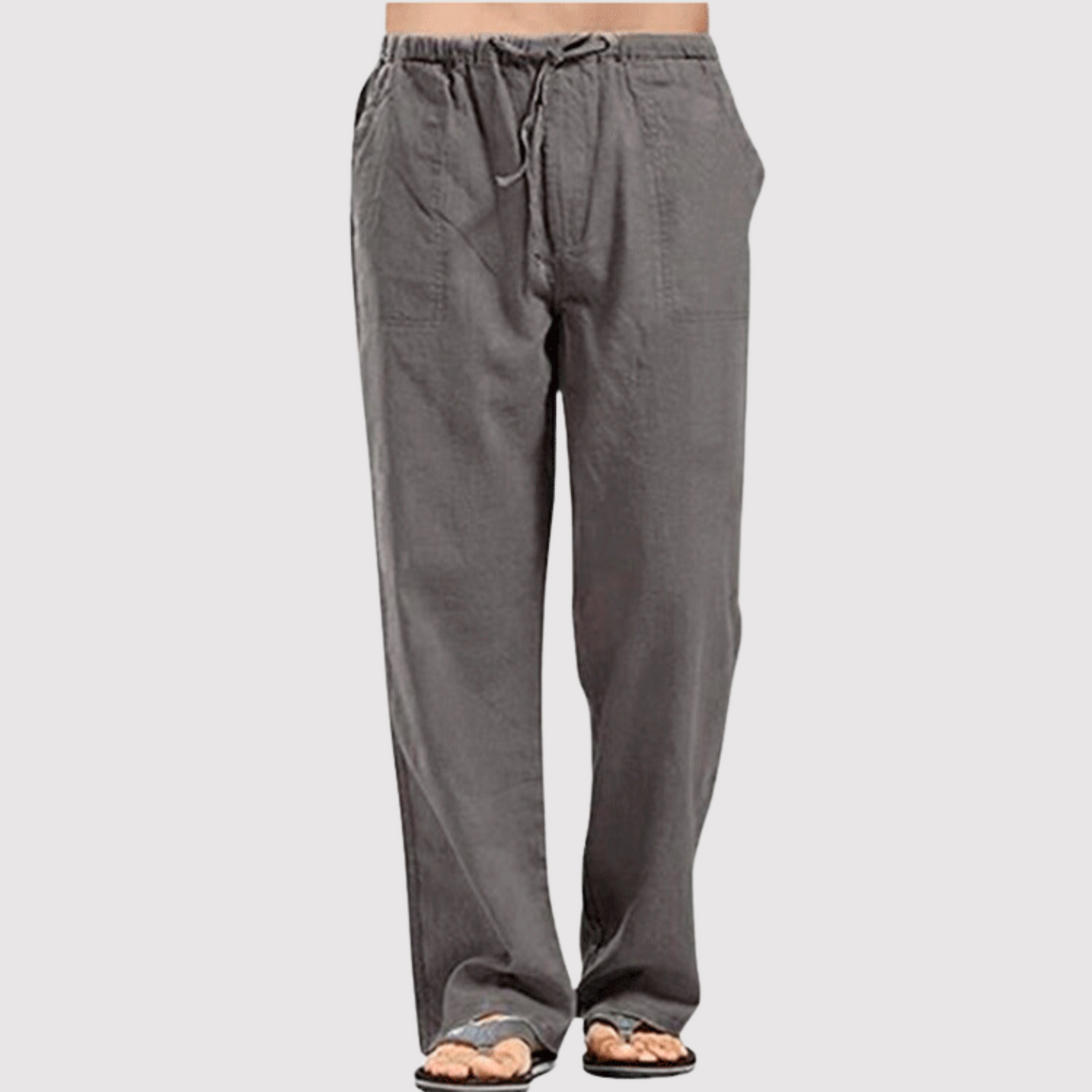 Leinenhose | Drawstring | Baumwolle | Sommerhosen | Leinenbekleidung für Männer-Dunkelgrau-S-Chaps Herrenmode
