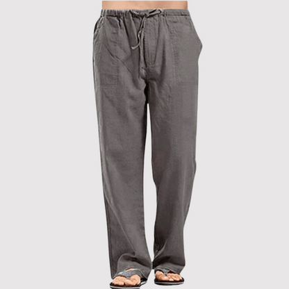 Leinenhose | Drawstring | Baumwolle | Sommerhosen | Leinenbekleidung für Männer-Dunkelgrau-S-Chaps Herrenmode