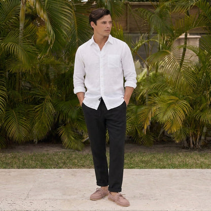 Leinenhose - Herren-Freizeithose aus Leinen mit Kordelzug für den Sommer-Chaps Herrenmode