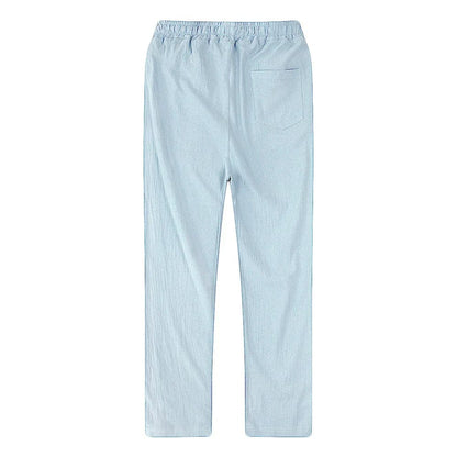 Leinenhose – Kordelzug – gerades Bein – Sommerhose – Herrenhose-Chaps Herrenmode