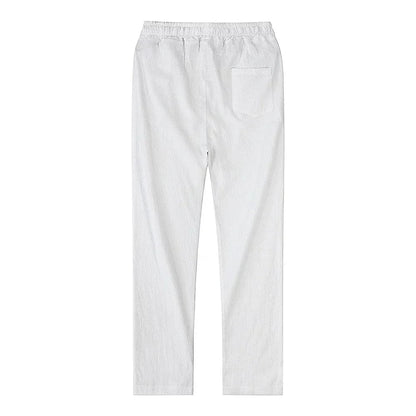 Leinenhose – Kordelzug – gerades Bein – Sommerhose – Herrenhose-Chaps Herrenmode