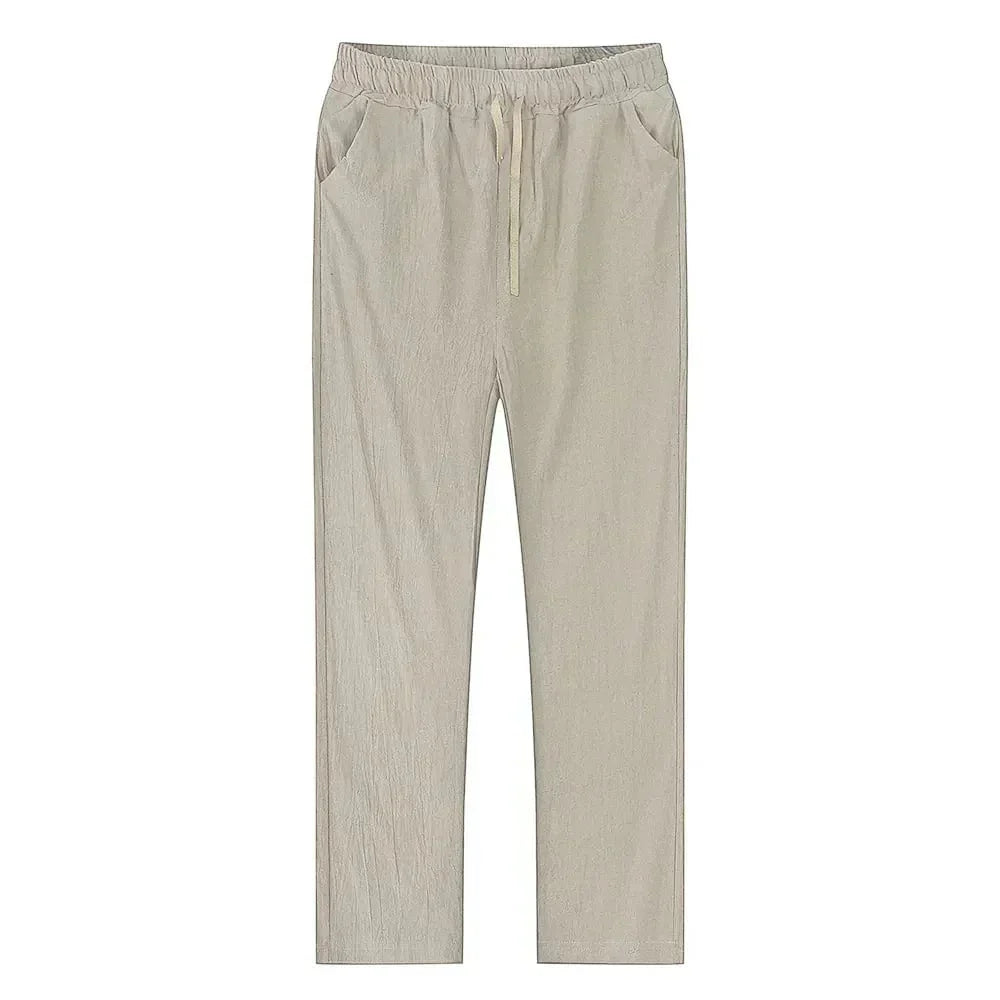 Leinenhose – Kordelzug – gerades Bein – Sommerhose – Herrenhose-Chaps Herrenmode